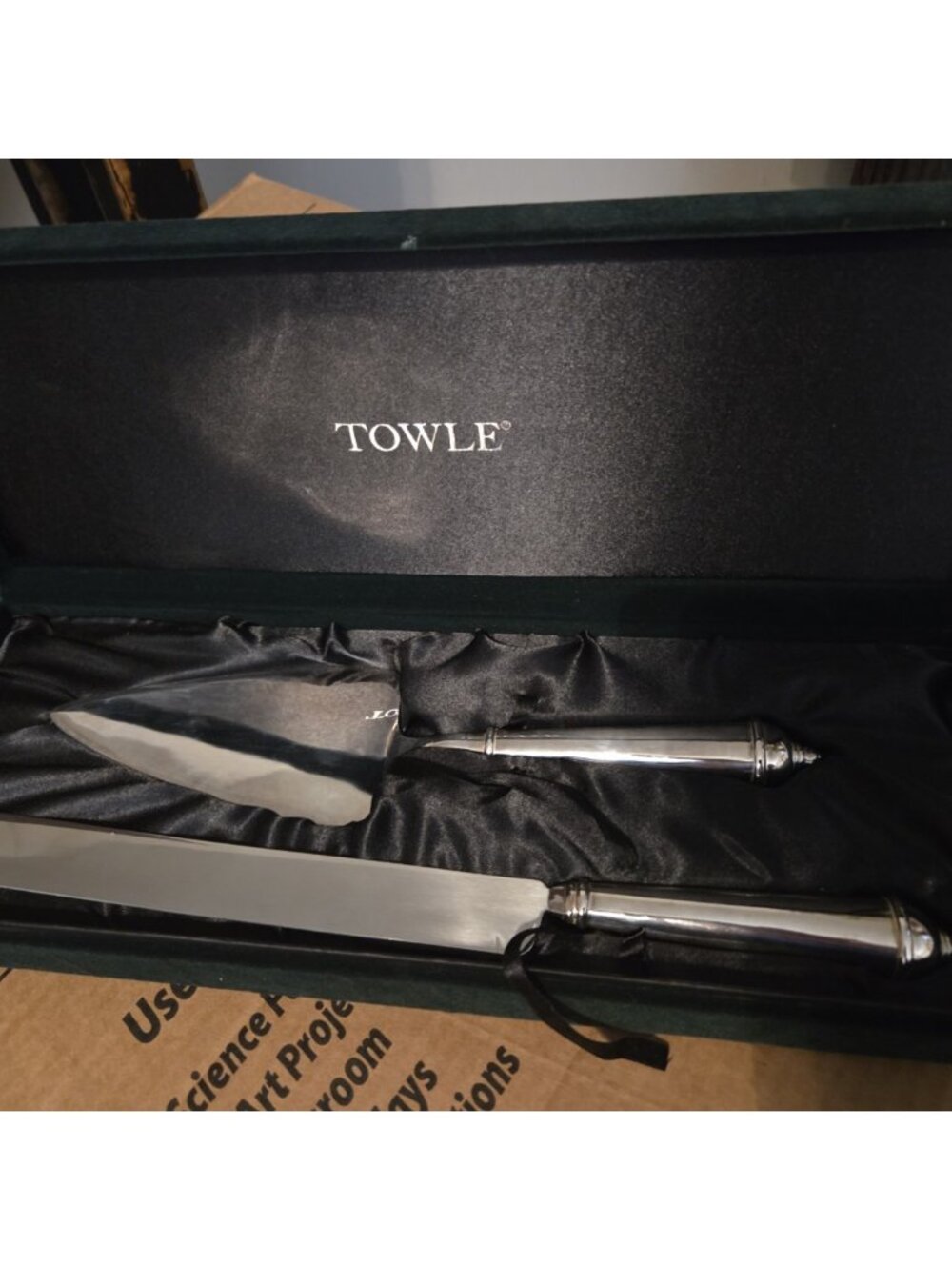 Vintage Boxed Set Towle Silverplate Cake Pie & Knife Server Wedding Anniversary